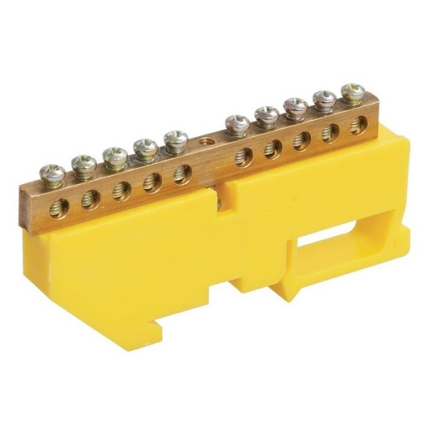 Ізольована шина TNSy «N/PE» ШЛІ6х9-10 на DIN-рейку жовта (TNSy5503126)