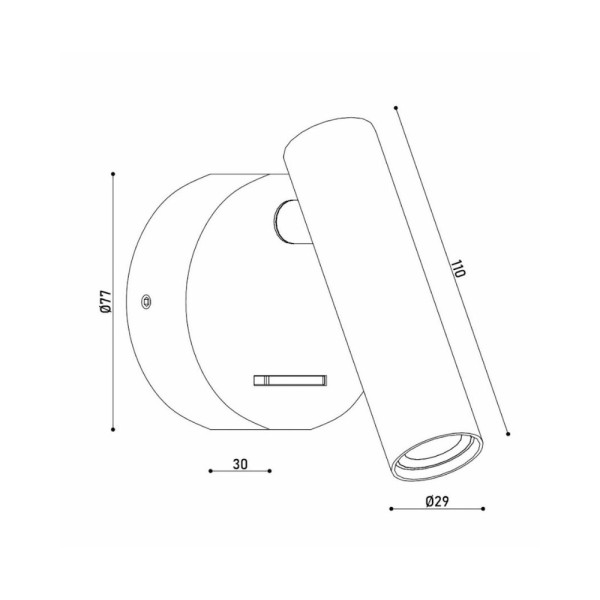 Бра, настінний світильник Kloodi WA-PIANO R110 Piano Led 1x3W 3000K 120Lm IP20 Bk - фото №2