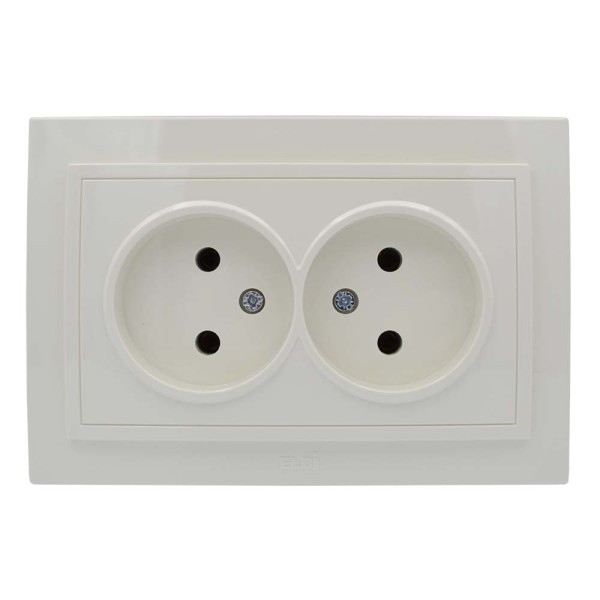 Розетка ELBI ZENA кремовая 2-я без заземления (500-010300-908 )