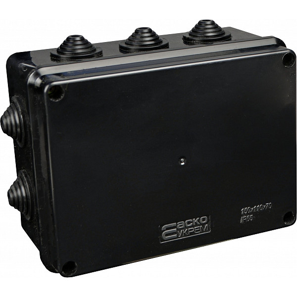 Розподільча коробка Аско-Укрем UAtmo Jet Black 150*110*70 - фото №2