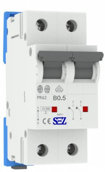Двухполюсный автомат SEZ 62 B 0,5А 2P (PR62B0,5А)