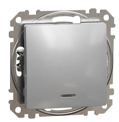 Перехресний перемикач Schneider Electric Sedna Design & Elements з підсвіткою алюміній SDD113107L