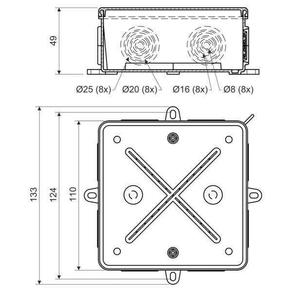 Распределительная коробка Kopos 8135 KA (8595057616493) IP54 110х110х52мм - фото №1