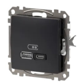 Розетка USB Schneider Electric Sedna Design & Elements A+C 3A 45Вт черная SDD114404 - фото №4
