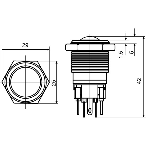 Металева кнопка Аско-Укрем TYJ 22-231 1NO+1NC (A0140010128) - фото №4