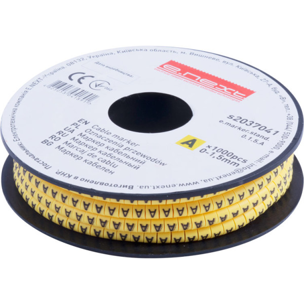 Кабельный маркер E.Next e.marker.stand.0.1.5.A 0-1,5 кв.мм A 1000шт (s2037041)
