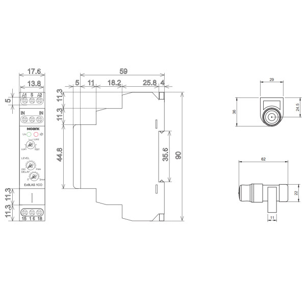 Аналоговое сумеречное реле NOARK Ex9LAS 1NO 230В (110560) - фото №3