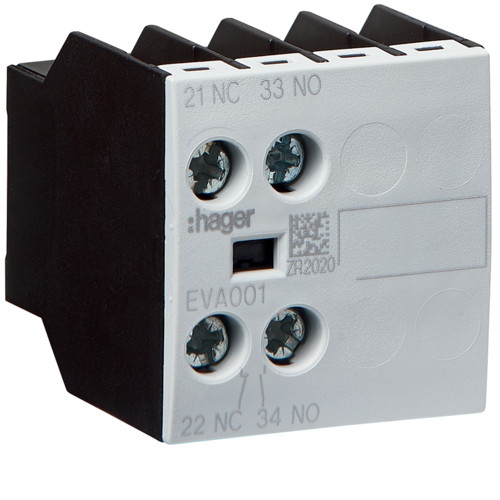 Додатковий контакт Hager EVA001 1НВ+1НЗ для EV007-10…EV038-10 EVN022…EVN045 EVL014…EVL027