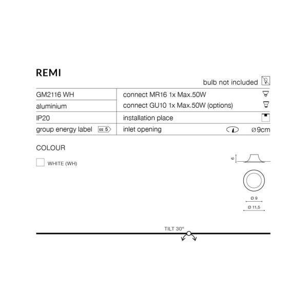 Точечный светильник Azzardo AZ1363 REMI(GM2116 WH) - фото №3