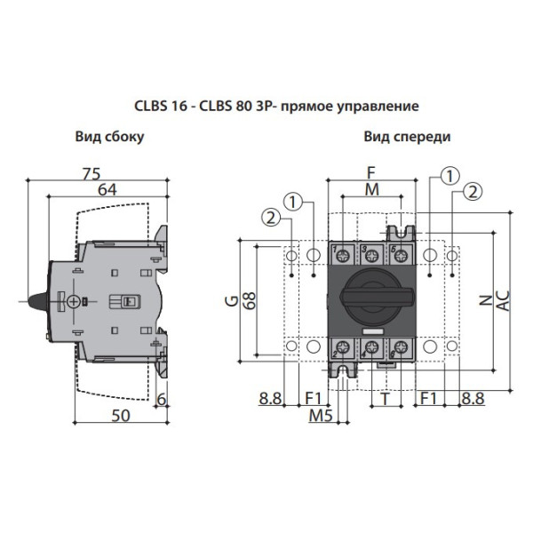 Вимикач навантаження ETI 004661401 CLBS 25 3P 25A "1-0" (без рукоятки) - фото №1