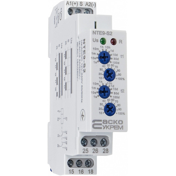 Реле часу асиметричного циклу Аско-Укрем NTE9-S2 2×SPDT (A0010240008)
