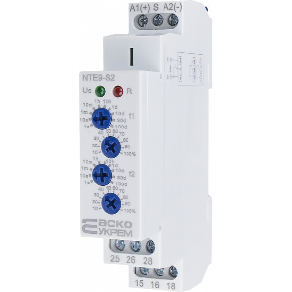 Реле часу асиметричного циклу Аско-Укрем NTE9-S2 2×SPDT (A0010240008) - фото №2