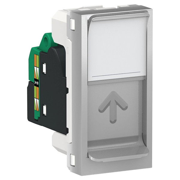 Одинарна комп'ютерна розетка Schneider Electric NU341030 RJ45 cat.5e UTP із полем для напису 1М (алюміній) - фото №1