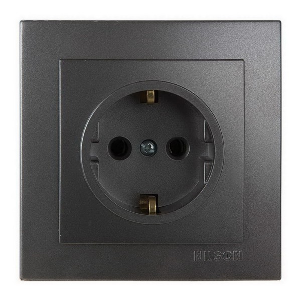 Розетка Nilson Touran антрацит 1-на з заземленням ( 24161017 )
