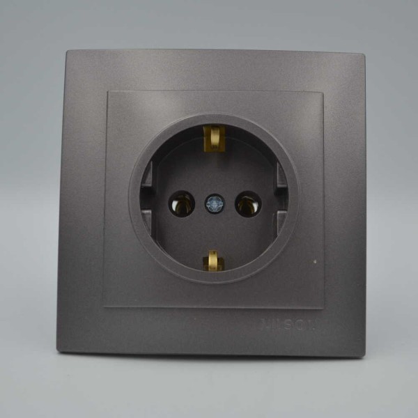 Розетка Nilson Touran антрацит 1-на з заземленням ( 24161017 ) - фото №1