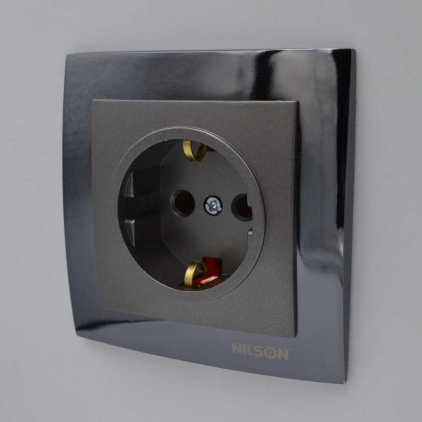 Розетка Nilson Touran антрацит 1-на з заземленням ( 24161017 ) - фото №4