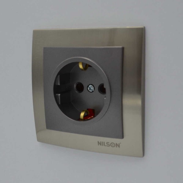 Розетка Nilson Touran антрацит 1-на з заземленням ( 24161017 ) - фото №5