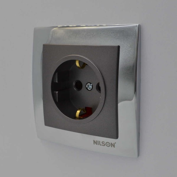 Розетка Nilson Touran антрацит 1-на з заземленням ( 24161017 ) - фото №6