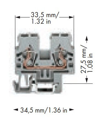 Проходная компакт-клемма Wago 870-911 DIN 15 (серая) - фото №6