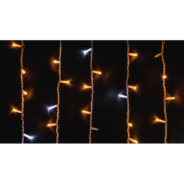 Белая уличная LED гирлянда Delux EN ICICLE 108LED (90015179) 2x1м 27 мигающих белых диодов IP44 - фото №1