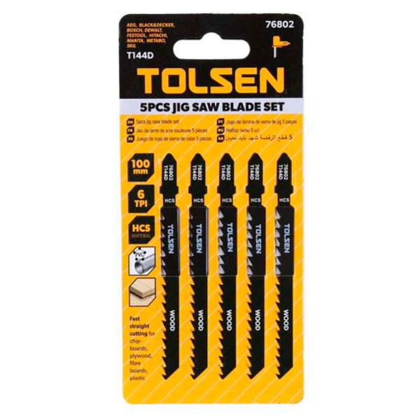 Комплект лобзикових полотен Tolsen (76802) Т144D (5шт) - фото №1
