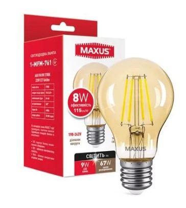 Світлодіодна лампа Maxus A60 FM 220Вт E27 Golden (1-MFM-761) - фото №1