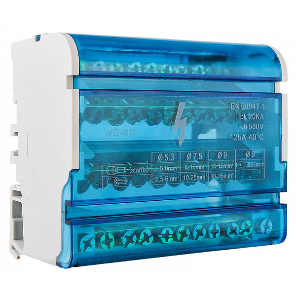 Нульова шина Аско-Укрем VC-411 в корпусі 4x11 отворів (A0150120021)