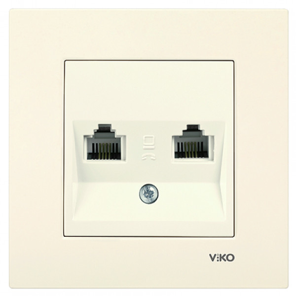Розетка телефонна подвійна (2хRJ11), кремова, Karre