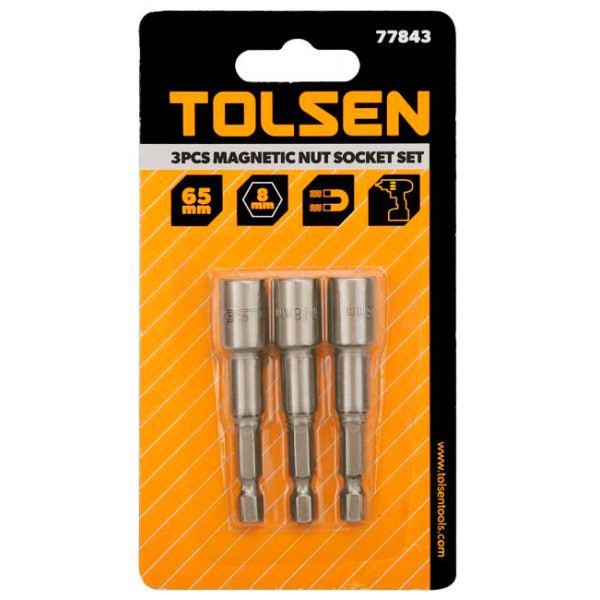 Магнітні головки Tolsen (77843) 8мм 1/4" х65мм (3шт) - фото №4