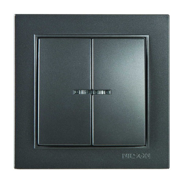 Вимикач Nilson Thor антрацит 2кл з підсвіткою ( 27161004 )