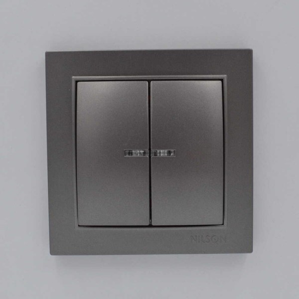 Вимикач Nilson Thor антрацит 2кл з підсвіткою ( 27161004 ) - фото №1