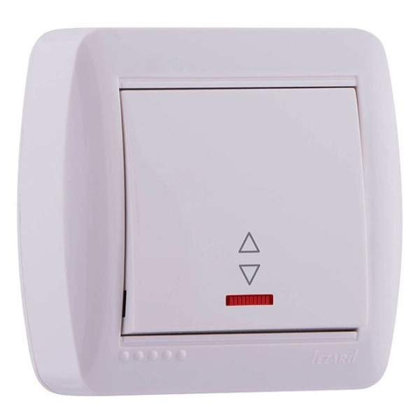 Выключатель проходной с подсветкой, белый, Demet, Lezard