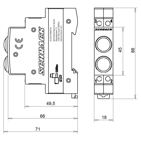 Синій модульний LED індикатор Schrack AZ106803 230В AC - фото №2