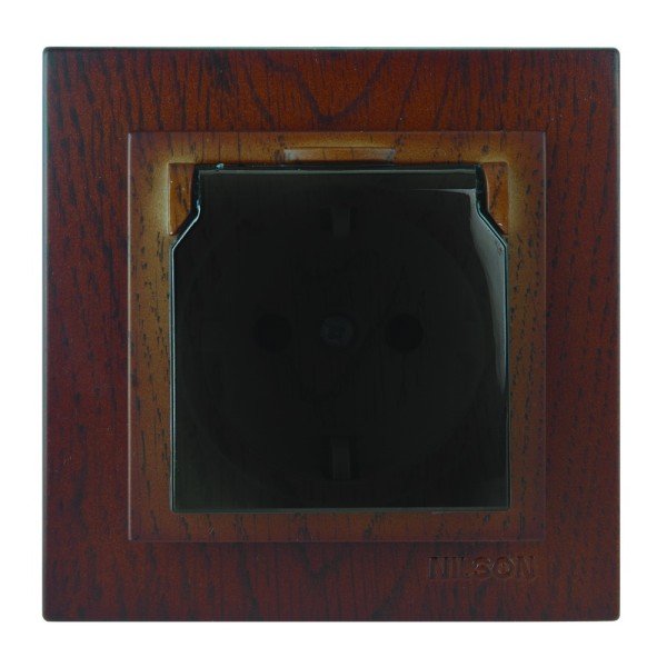 Розетка Nilson Touran горіх 1-на з заземленням з кришкою ( 24271018 )