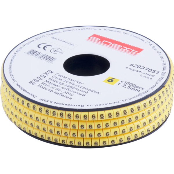 Кабельний маркер E.Next e.marker.stand.1.2.5.6 1-2,5 кв.мм 6 1000шт (s2037051)