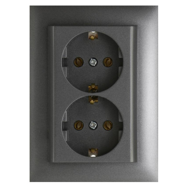 Двойная розетка Шуко Logus 90331 TIS 250В/16A (серый)