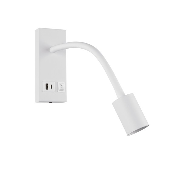 Светильник настенный Violux SNAKE USB+Type-C 5W 4200K 250Lm IP20 белый ( 552002 ) - фото №1