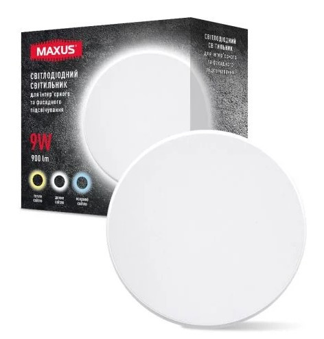 Накладний світильник Maxus MWL 9Вт 3000/4100/6500К IP65 WH Circle (1-MWL-9W-WHC) - фото №4