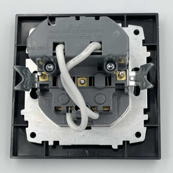 Розетка EL-BI VEGA антрацит матовый 1-я с/з + 2USB (Type C+A) 2A ( 510-016700-334 ) - фото №1