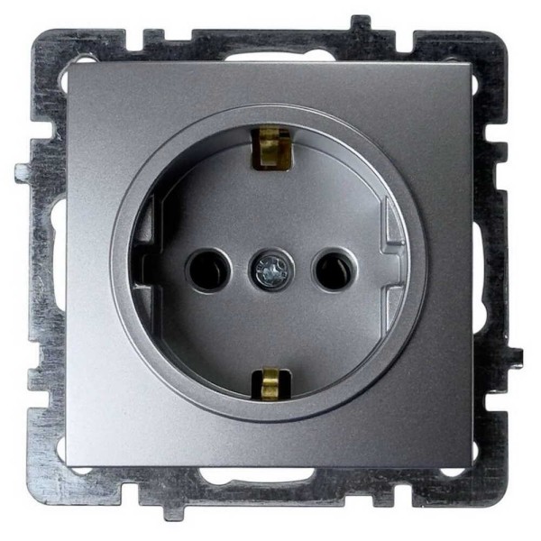 Розетка Nilson Touran срібло 1-на з заземленням без рамки ( 24130417 )