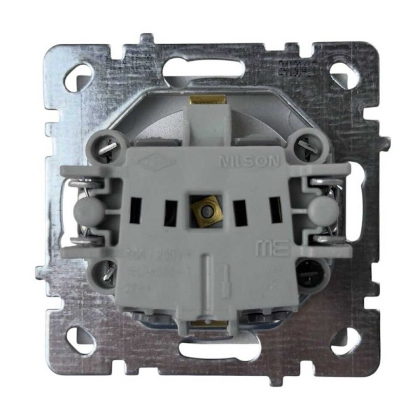 Розетка Nilson Touran срібло 1-на з заземленням без рамки ( 24130417 ) - фото №1
