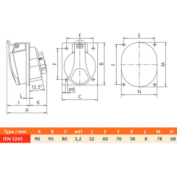 Вбудований силовий роз'єм Sez IEN3253 - фото №11