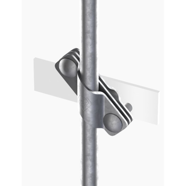 З'єднувач Leo Lightman Cant стержня d20мм зі смугою шириною до 40мм та дротом ø8-10мм StZn (205011) - фото №1