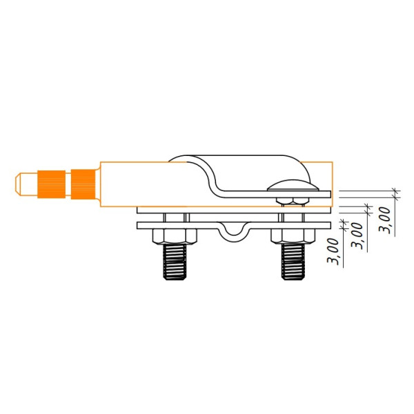 З'єднувач Leo Lightman Cant стержня d20мм зі смугою шириною до 40мм та дротом ø8-10мм StZn (205011) - фото №3