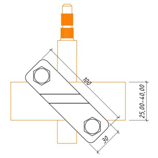 З'єднувач Leo Lightman Cant стержня d20мм зі смугою шириною до 40мм та дротом ø8-10мм StZn (205011) - фото №5