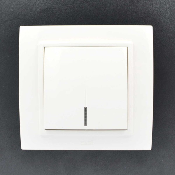 Вимикач ELBI ZENA білий 1кл з підсвіткою з рамкою ( 500-010200-201 ) - фото №4