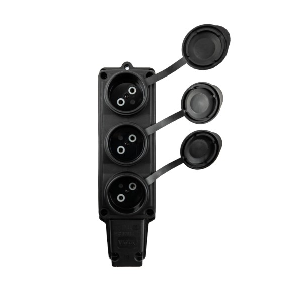 Колодка Violux каучук настенная 3-ная без заземления с крышкой IP44 ( 930710 ) - фото №1