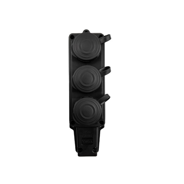 Колодка Violux каучук настенная 3-ная без заземления с крышкой IP44 ( 930710 ) - фото №3