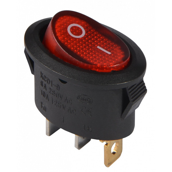 Переключатель Аско-Укрем KCD1-9-101N R/B (0-I) с подсветкой овальний красный (A0140040087)