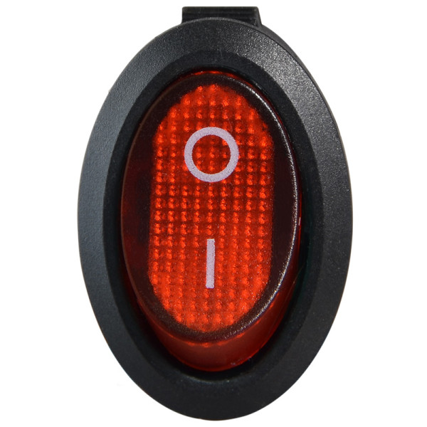 Переключатель Аско-Укрем KCD1-9-101N R/B (0-I) с подсветкой овальний красный (A0140040087) - фото №1